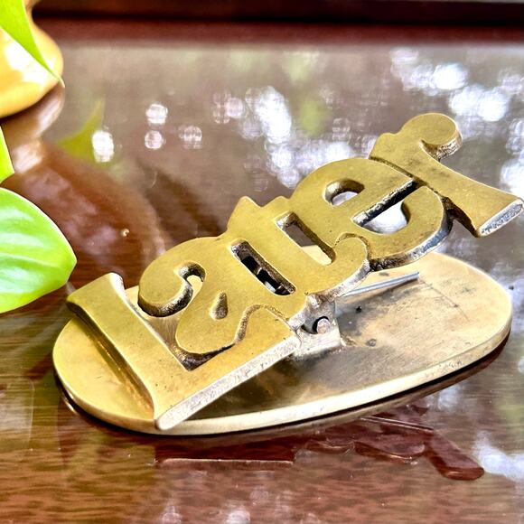 Vintage Brass “Later” Paperweight Clip – Retro Desk Accessory with Spring Hinge - Picture 2 of 8